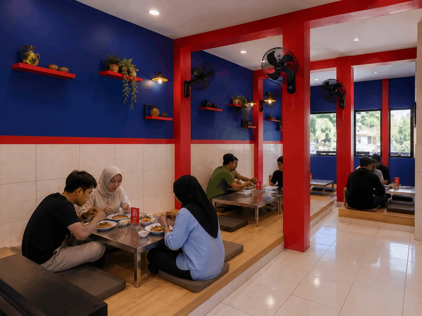 Proses penyajian nasi Padang oleh tim rumah makan Minang Sepakat